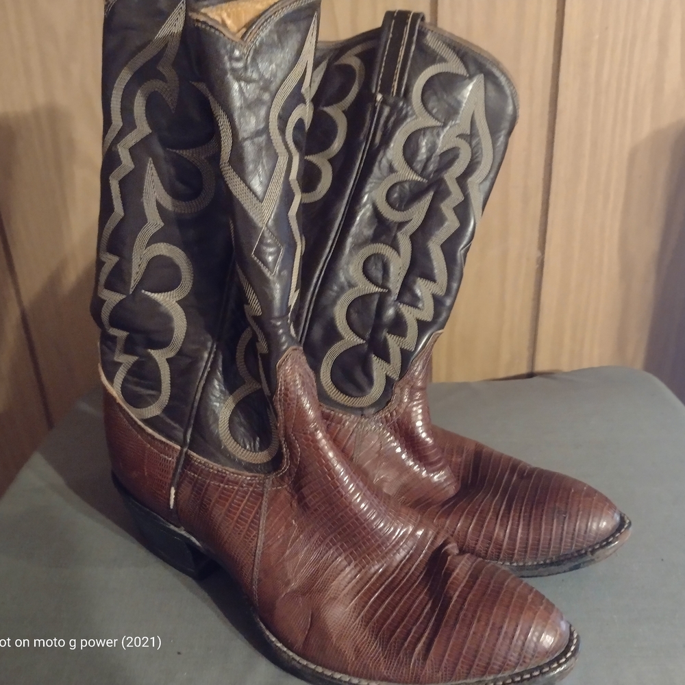 Tony Lama Black and Brown Cowboy Boots